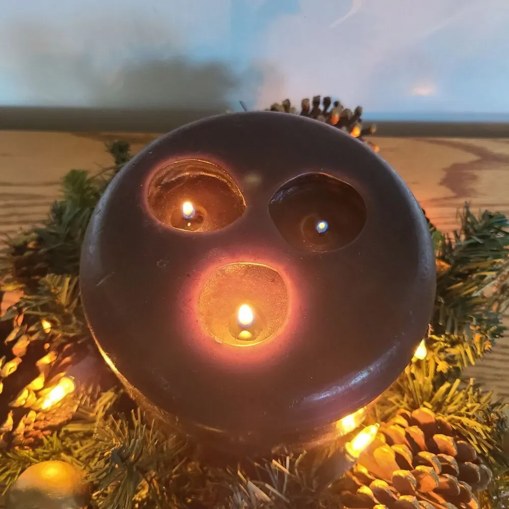 Vintage Light Up Holiday Three-Wick Candle Centerpiece Festive Table Decoration